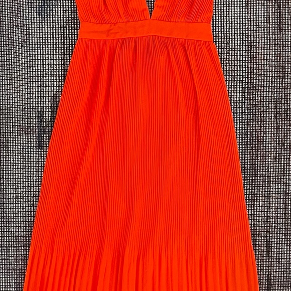 Fame and Partners Chiffon Pleated Low Cut Maxi Dress, Size 2, XS - Picture 3 of 14